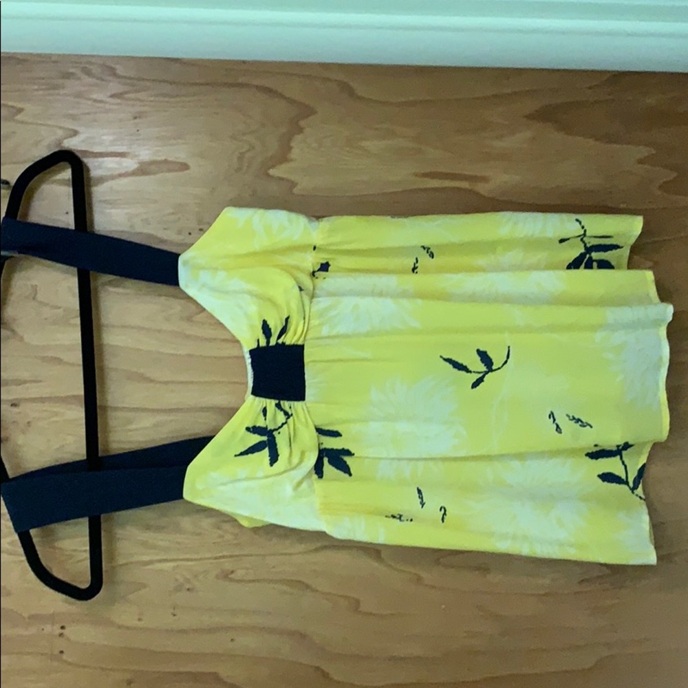 Yumi Kim yellow and blue flower silk top